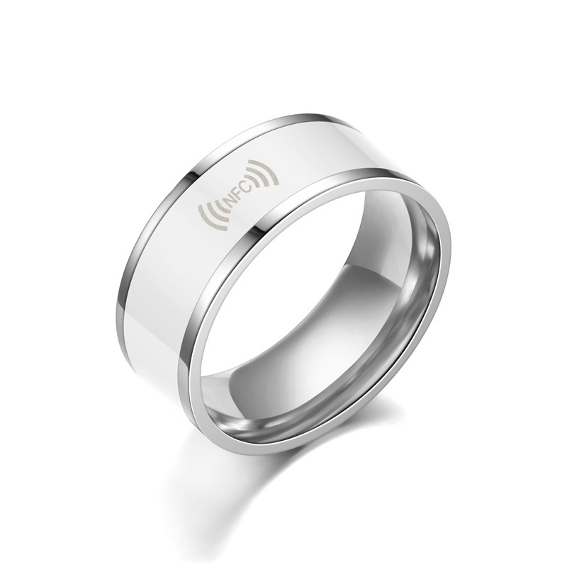 Smart Ring Nfc Pay - クロスボーダーNFC携帯電話タグスマートリングステンレス鋼スマートウェアラブルリングスマートリングホワイトフルサークル