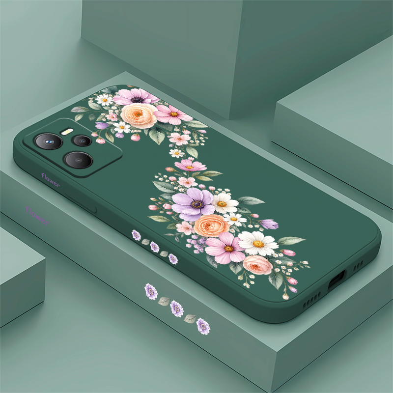 Oppo A78 - OPPO A74、A76、A72、A92、A94、A95、A93、A78、A60対応、ピンク色の小花柄のスマートフォンケース。シリコン製で、レンズを保護するソフトカバー。