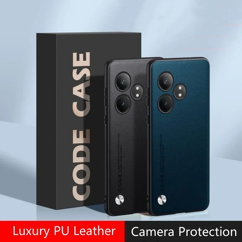Realme用の頑丈な革製ケース,シリコンバックカメラ保護, - Realme Gt 6 のレビューと価格