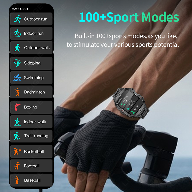 LIGE 新しい男性スマートウォッチ SOS Bluetoo - Fall Detection Watch のレビューと価格