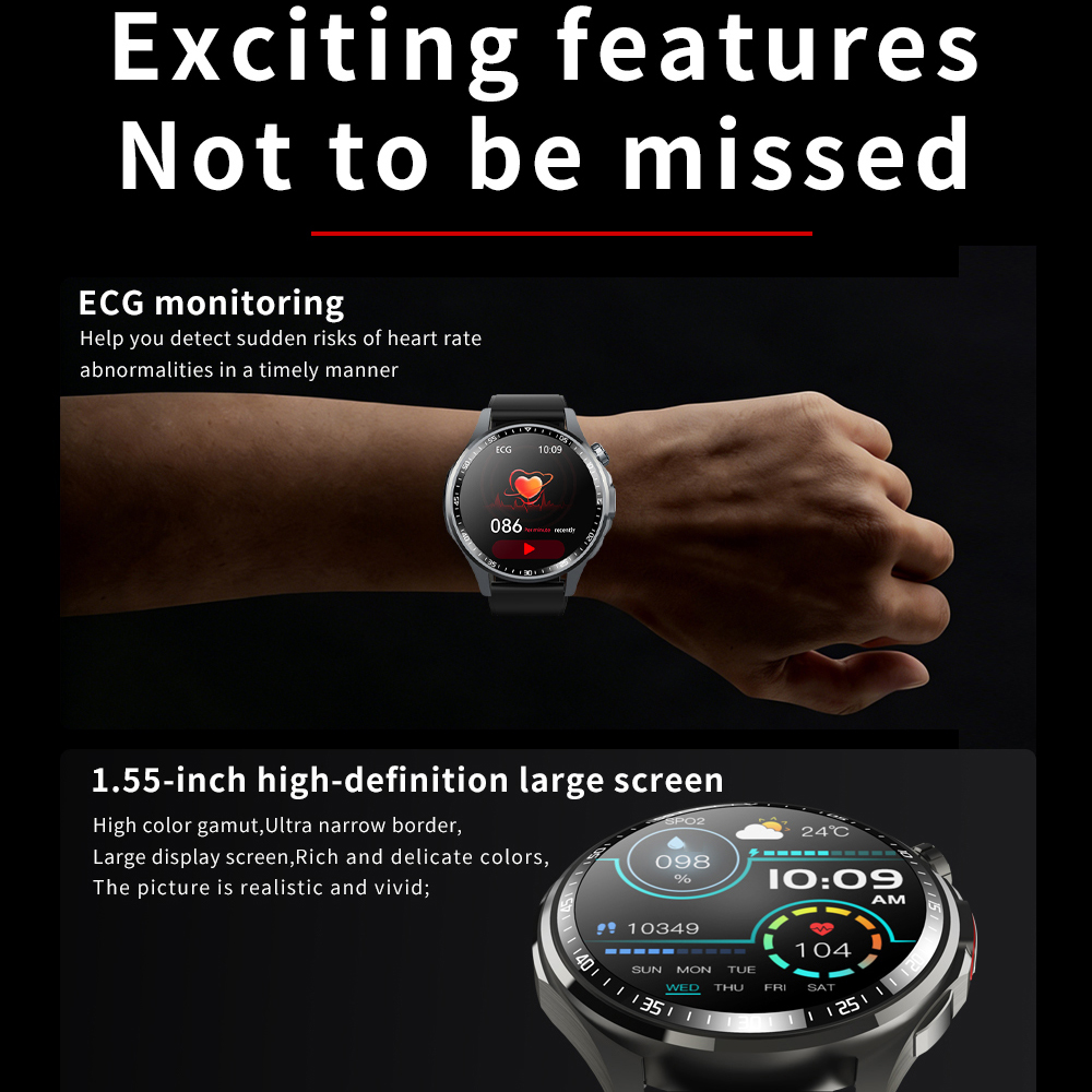 男女兼用スマートウォッチ。超高画質ディスプレイ、心電図（EC - Fall Detection Watch のレビューと価格