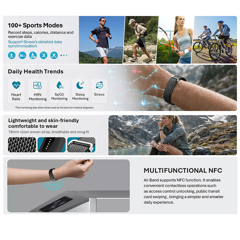 VALDUSエアバンドスマートブレスレット 男女兼用 心拍数 - Fall Detection Watch のレビューと価格