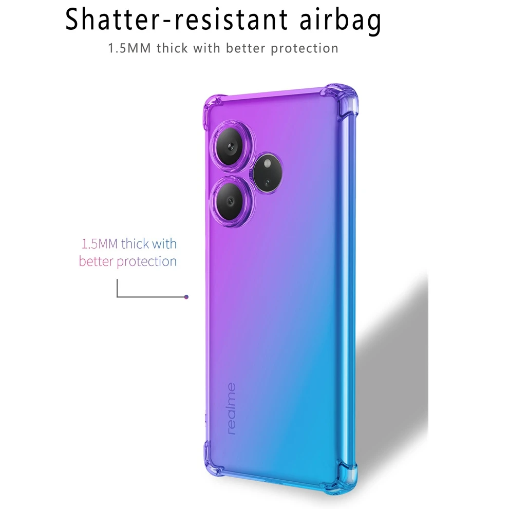 Realme用の半透明のソフトケース,耐衝撃性エアバッグ,T - Realme Gt 6 のレビューと価格